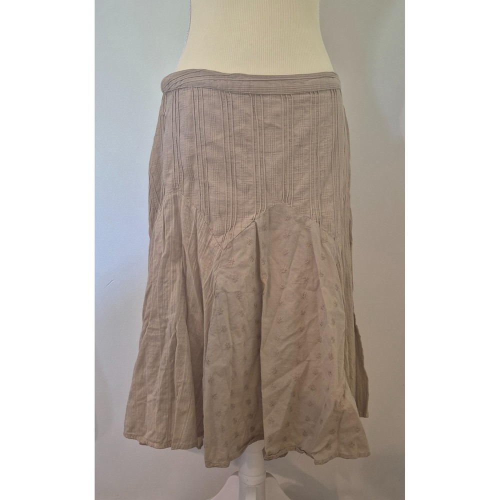 Vintage Y2K Size 10 Cotton Patchwork Midi Skirt Boho Fairycore Pintuck High Low